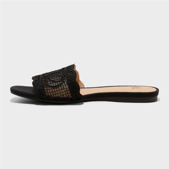 Josephina Lace Flat Sandals - Wild Fable Black Slip On, Memory Foam, Open Toe - Picture 2 of 9